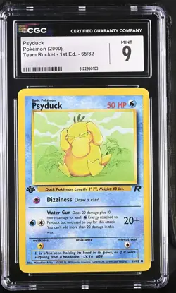 CGC 9 MINT Psyduck 2000 Team Rocket 1st Edition 65/82 Pokemon Card - Image 1