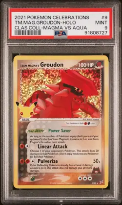 PSA 9 MINT 2021 Pokemon Celebrations Classic TEAM MAGMA'S GROUDON #9 Holo - Image 1