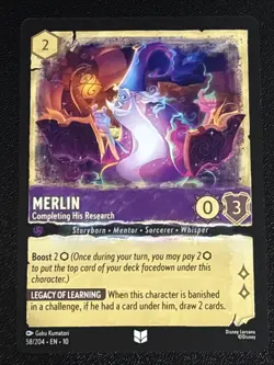Disney Lorcana Whispers in the Well Merlin-Completing His Research 58/204 NM - Image 1