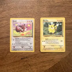 2 Card Pokemon Set Eevee Jungle 51/64 & Pikachu Jungle 60/64 Unlimited NM - Image 1