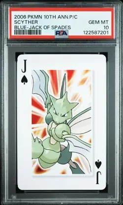 PSA 10 POKEMON PLAYING CARD SCYTHER BLUE JACK SPADES 10TH ANNIVERSARY 348 - Image 1