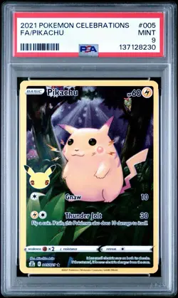 2021 POKEMON CELEBRATIONS - Full Art PIKACHU RARE 005/025 PSA 9 Mint Card - Image 1