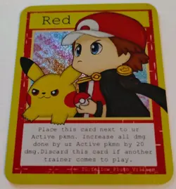 Pluto coco Mini Card Holo Trainer Red Art by Yellow_Pluto_Village Pikachu - Image 2