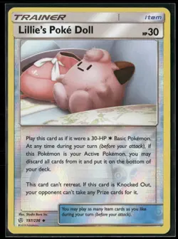 Pokemon - Lillie's Poke Doll 197/236 REVERSE HOLO Cosmic Eclipse NM - Image 1