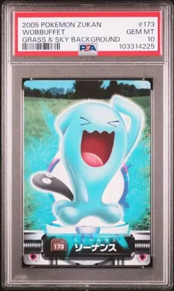 PSA 10 POKEMON JAPANESE ZUKAN WOBBUFFET #175 GRASS & SKY 2005 GEM MINT 464 - Image 1