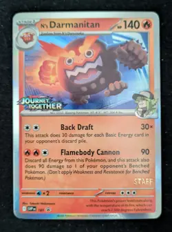N's Darmanitan SVP 181 Pokemon Journey Together Prerelease STAFF Promo - Image 1