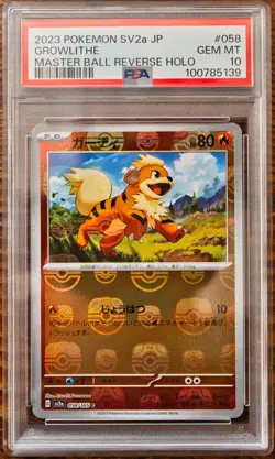 PSA 10 Growlithe Arcanine Master Ball Reverse Holo SEQ set Pokemon Card 151 SV2a - Image 2