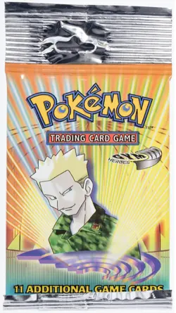2000 Pokemon Unlimited Gym Heroes Lt. Surge Art Sealed Booster Pack 20.57 grams - Image 1