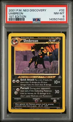2001 POKEMON NEO DISCOVERY 1ST ED #32 UMBREON PSA 8 - Image 1