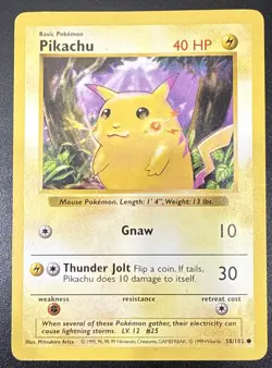 Pokemon TCG- Pikachu (Red Cheeks) - 058/102 Base Set - (Shadowless) Regular - Image 2