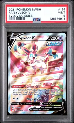 2021 Pokemon Sword & Shield Evolving Skies Sylveon V #184 FA PSA 9 MINT - Image 1