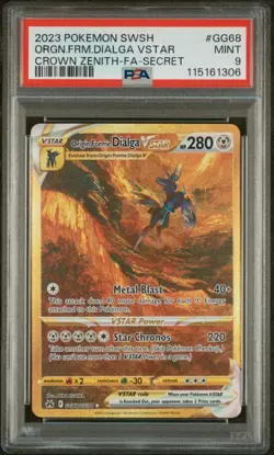 ORIGIN FORME DIALGA VSTAR #GG68 FA 2023 POKEMON SWSH CROWN ZENITH PSA 9 MINT - Image 1
