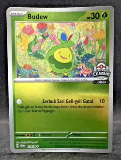 RARE Pokemon TCG INDONESIA Budew 038/M-P Premiere Ball League JUDGE Stamp 2025 A - Image 1