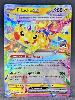 2024 Pokemon Indonesian Pikachu ex PROMO Ultra Ball League Stamp TOP PRIZE NM - Image 1