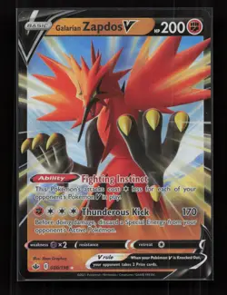 Galarian Zapdos V 080/198 Holo Rare V Chilling Reign Pokemon Near Mint - Image 1