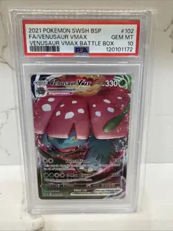 2021 POKEMON VENUSAUR VMAX SWSH 102 FULL ART BLACK STAR PROMO BATTLE BOX PSA 10 - Image 1