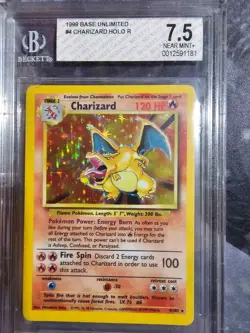 🔥 Pokemon Charizard 1999 Base Set #4/102 Holo Unlimited BGS 7.5 Near Mint (PSA) - Image 1