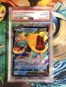 2020 POKEMON SWSH #014 Drednaw V Champion's Path - PSA 10 - Image 1