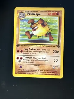 PRIMEAPE 43/64 UNCOMMON JUNGLE FIRST EDITION POKEMON VERY LIGHT PLAY - Image 1