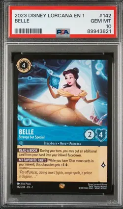 2023 Disney Lorcana EN 1 Belle #142 Strange but Special The 1st Chapter PSA 10 - Image 1