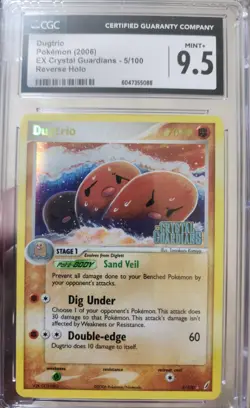 CGC 9.5 2006 Pokemon EX Crystal Guardians #5/100 DUGTRIO Reverse Holo Rare Card - Image 1