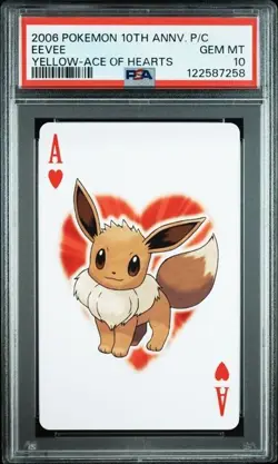 PSA 10 POKEMON PLAYING CARD EEVEE YELLOW ACE HEARTS 10TH ANNIVERSARY 305 - Image 1