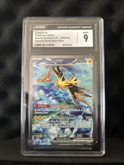 CGC 9 Zapdos ex 2023 Scarlet & Violet 151 202/165 Illustration Rare Pokemon Card - Image 1