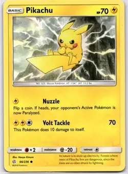 Pokemon TCG Pikachu 66/236 Cosmic Eclipse Non Holo Rare Lightly Played - Image 1