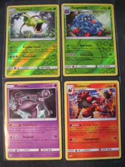 2019 POKEMON Sun & Moon UNBROKEN BONDS 4-CARD LOT Victribel/Tangrowth/Mewtwo... - Image 1