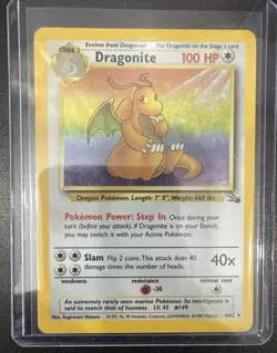 ✨ Pokemon Dragonite 4/62 Fossil Holo Rare Unlimited English ✨ - Image 1