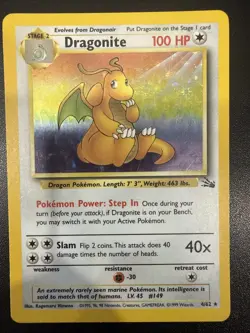 ✨ Pokemon Dragonite 4/62 Fossil Holo Rare Unlimited English ✨ - Image 2