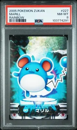 PSA 8 POKEMON JAPANESE ZUKAN MARILL #227 ADVANCED RAINBOW 2005 NM-MT 507 - Image 1
