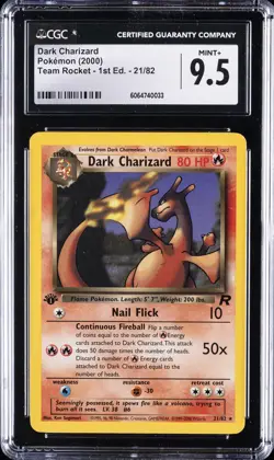 2000 POKEMON TEAM ROCKET 1ST ED #21 DARK CHARIZARD CGC 9.5 - Image 1