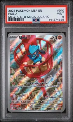 2025 POKEMON MEGA EVOLUTION POKEMON CENTER ETB PROMO #010 RIOLU PSA 9🔥 - Image 1