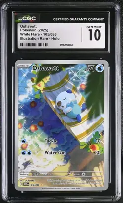 Oshawott 105/086 Illustration Rare IR Pokemon White Flare CGC 10 GEM MINT - Image 1