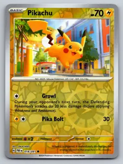 Pokemon 2024 Pikachu 018/091 Paldean Fates PAF EN Reverse Holo English | NM - Image 1