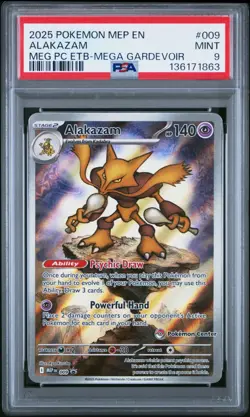 2025 POKEMON CENTER EN-ME BLACK STAR PROMO 009 ALAKAZAM ETB PSA 9 - Image 1