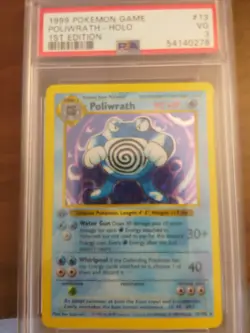 Pokemon Poliwrath Base Set Shadowless 1st Edition Holo Rare #13 PSA 3 - Image 1