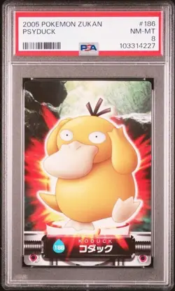 PSA 8 POKEMON JAPANESE ZUKAN PSYDUCK #186 ADVANCED 2005 NM-MT 505 - Image 1