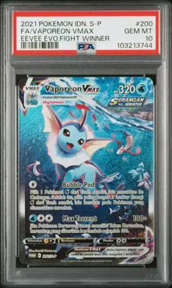 PSA 10 POKEMON INDONESIA VAPOREON VMAX 200/S-P EEVEE EVO FIGHT WINNER 2021 423 - Image 1