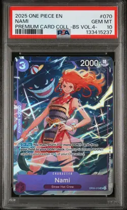2025 ONE PIECE #070 PCC PREMIUM BEST SELECTION VOL 4 GENGAR NAMI PSA 10 GEM MINT - Image 1