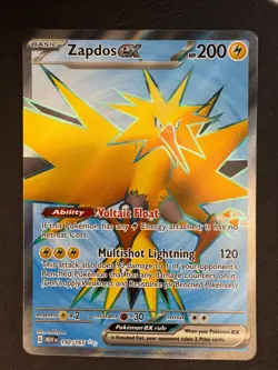 Zapdos EX 192/165 Full Art Ultra Rare Pokemon Scarlet & Violet 151 Near Mint - Image 1