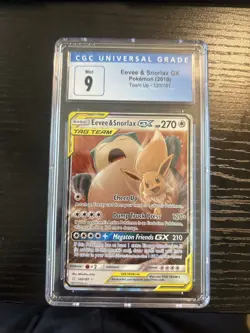 [CGC 9] Eevee & Snorlax GX 120/181 Team Up Tag Team Holo Rare POKEMON Rare - Image 2