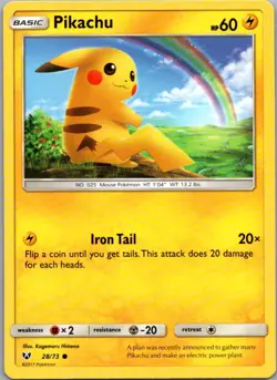 Pikachu 28/73 Common Shining Legends Pokemon Lightly Played - Image 1