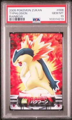 PSA 10 POKEMON JAPANESE ZUKAN TYPHLOSION #006 RAINBOW 2005 POP 7 GEM MINT 468 - Image 1
