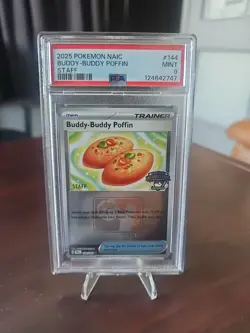 Pokemon TCG 2025 NAIC Buddy-Buddy Poffin 144/162 STAFF PSA 9 - Image 1