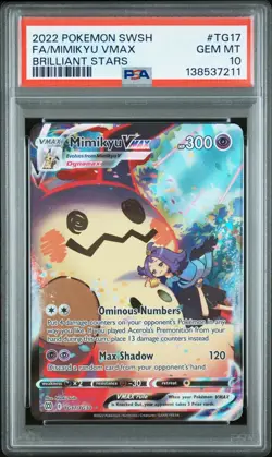 2022 POKEMON SWORD & SHIELD BRILLIANT STARS #TG17 FULL ART/MIMIKYU VMAX PSA 10 - Image 1
