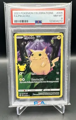 2021 Pokemon Celebrations Pikachu Full Art 005 PSA 8 - Image 1