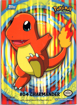 Pokemon Topps Charmander Card #04 Sticker TV Animation Series 10 of 10 Blue Logo - Image 1