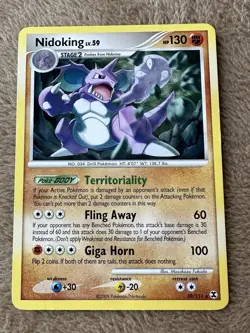 2009 Pokemon TCG Rising Rivals Nidoking Lv.59 HP 130 Regular Non Holo 29/111 LP - Image 1